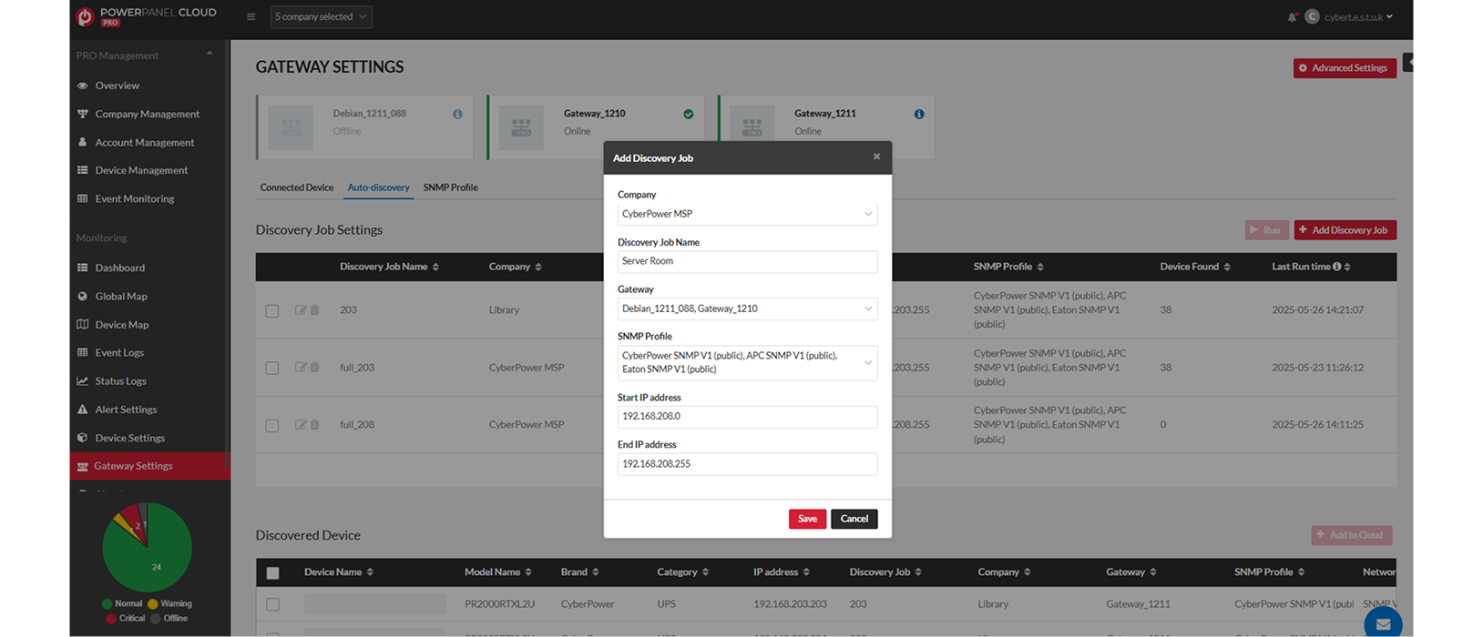 Powerpanel gateway screenshot